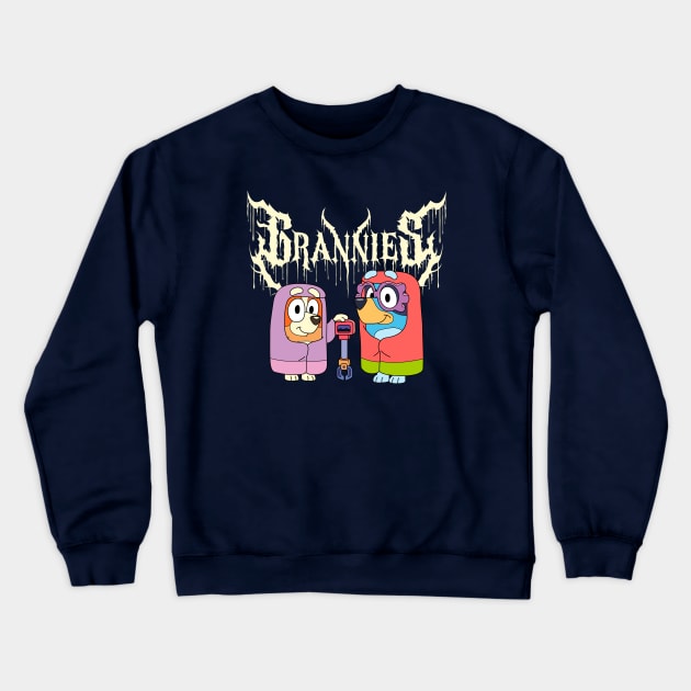 Grannies Bluey Black Metal Crewneck Sweatshirt by Kuturupiah